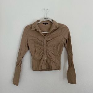 Cinched Button-up Long Sleeve